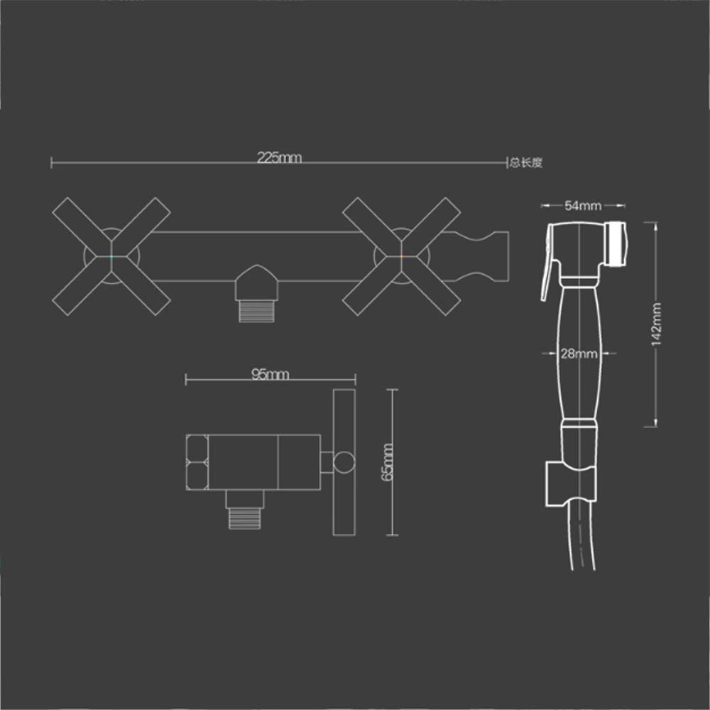 Bidet Pulvérisateur Laiton Chromé Double Poignée Montage Mural Ensemble de Robinet Vaporisateur Hygiénique avec Eau Chaude et Froide, pour Hygiène Personnelle