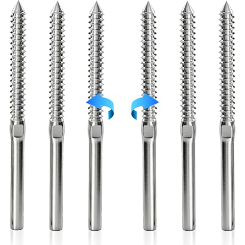 Cable Railing Hardware 1/8" T316 Swage Lag Screws for Wood Post 6Pack