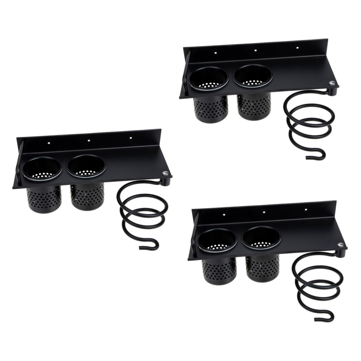 Soporte for secador de Pelo, secador de Pelo y Soporte for Plancha, Decorar Espacio de Almacenamiento de Aluminio (Color : Blackx3pcs)