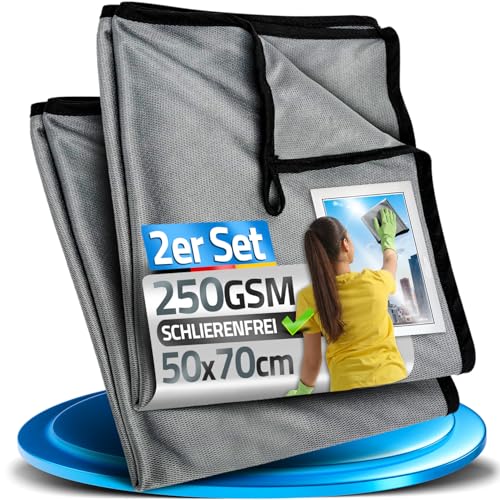 LOCO BIRD Chiffon Microfibre Vitre sans Trace - Idéal pour Fenêtres, Miroirs et Voitures - Chiffon Magique pour Miro 70x50cm - Microfibre Ménage - Lavette...