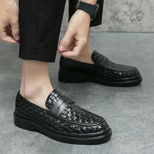 Men's Fashion Tassel Platform Slip-On Penny Loafers Luxury Round Toe Non-Slip Lug Sole Business Dress Shoes Daily Office Work Casual Shoes4