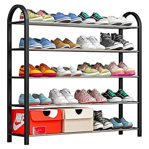 IBEQUEM Shoe Rack 5 Levels Shoe Storage Shoe Rack Metal Shoe Organiser Storage Tower Cabinet for 15/20 Pairs of Shoes, Quick Assembly (20 Pairs) Cover