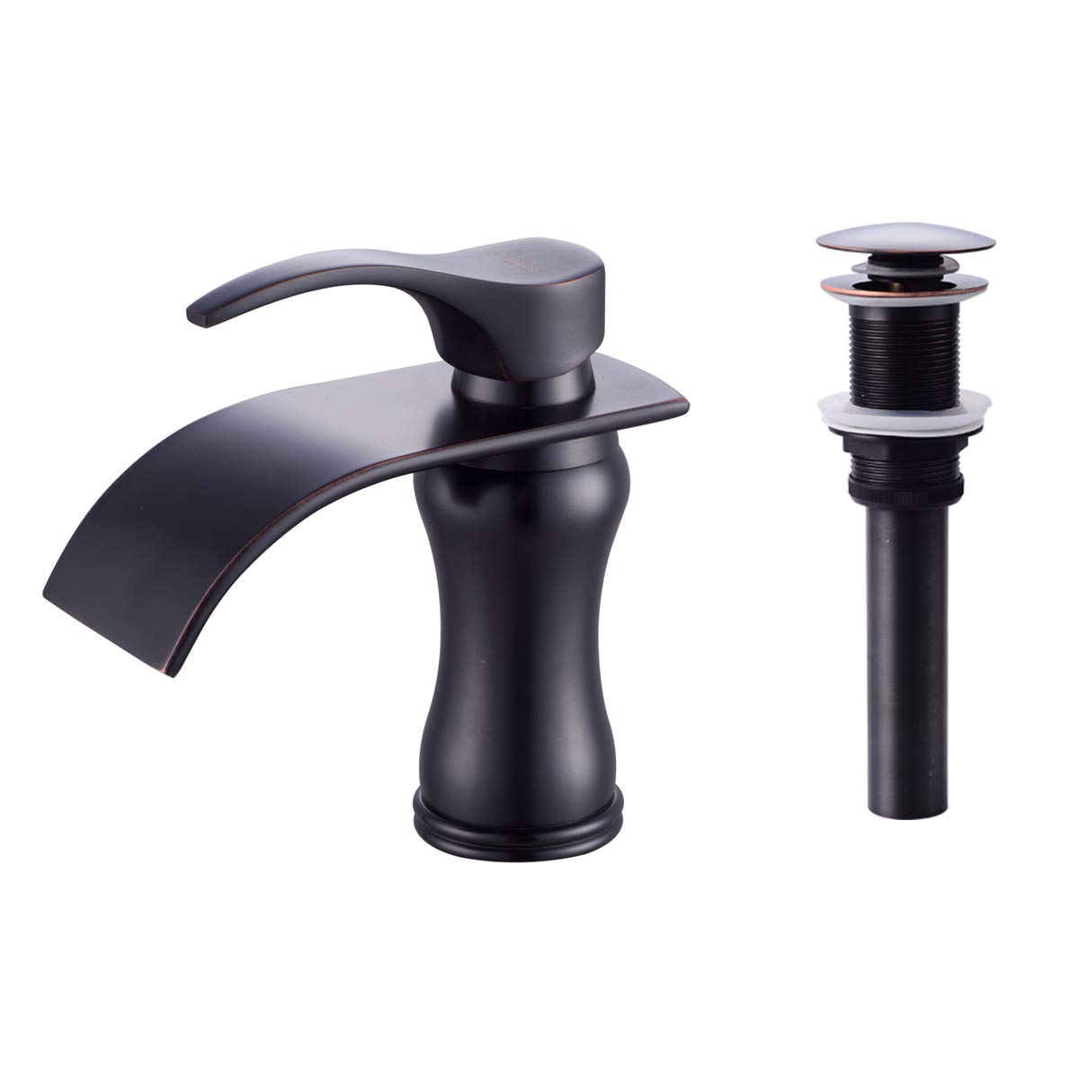 Yuelife Bathroom Sink Faucet Waterfall Tap to know Basin Single Hole Single Hole Toilet Mixer Tap with Waste Waterfall Oil-Rubbed Bronze