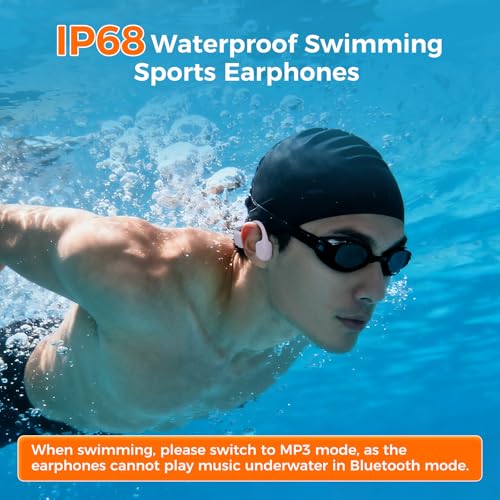 Image of Full-Coverage Liquid Silicone Swimming Headphones,IP68 Waterproof Underwater Headphones, Bluetooth 6.0&MP3 with 32GB Memory Card,Soft /Skin-Comfortable Open Ear Bone Conduction Swim Earbuds