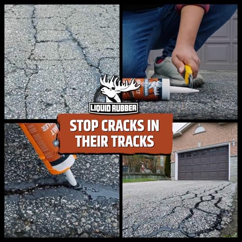 Image of Liquid Rubber Asphalt Crack Filler - Professional-Grade Self-Leveling Waterproof Sealant for Driveway, Parking Lot & Walkway Cracks - Black 10oz - Helps Stop Water Intrusion & UV Damage - 2 Pack