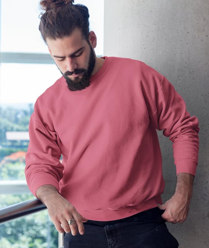 Image of New Men Modern Long Sleeve Sweatshirt Lightweight Comfortable Relaxed Fit Stylish Pullover Plain@1 Parent