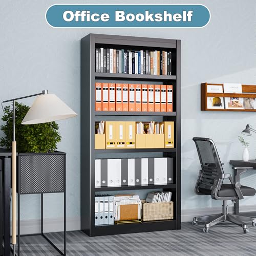 Bookcase, 5-Shelf Industrial Bookshelf, Large Storage Space, Adjustable Bookshelves, Perfect for Living Room, Home Office, Garage, Ideal for Home Office Upgrade - Image 6