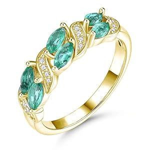 Created Colombian Emerald 14K Created Colombian Marquise Cut Emerald for Women 10K/14K/18K Gold Created Colombian Emerald Ring Engagement Band Luxury Jewelry for Women