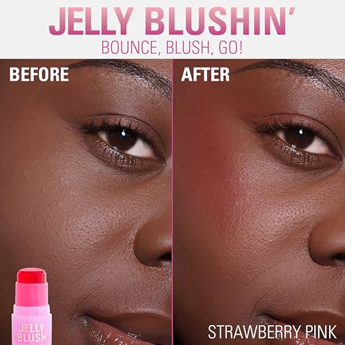 Image of Revolution Jelly Blush Stick Lip & Cheek Stain, Strawberry Red | Sheer, Buildable Coverage with Hydrating Hyaluronic Acid & Aloe for Multi-Use Glow, Vegan & Cruelty-Free