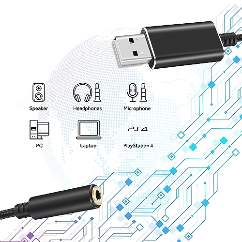 Image of ZORBES USB Sound Card USB to 3.5mm Jack Audio Adapter USB External Stereo Sound Adapter Converter for Laptop, PC, Compatible with PS5, PS4 Plug & Play No Drivers Needed