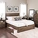 Prepac Select Queen 4-Post Raised Platform 4-Drawer Storage Bed, Modern Queen Storage Bed with Drawers 83