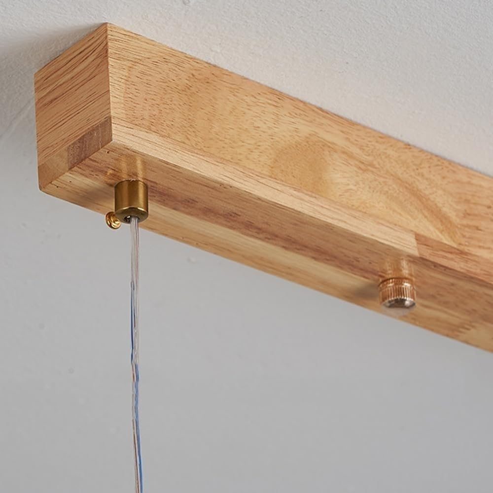 Lustre en Bois Suspension linéaire en Bois Luminaire LED Salle à Manger Suspension de Plafond Lampe Suspendue Lumières d'îlot réglables pour Salle à Manger Îlot de Cuisine Table de Billard Ménage