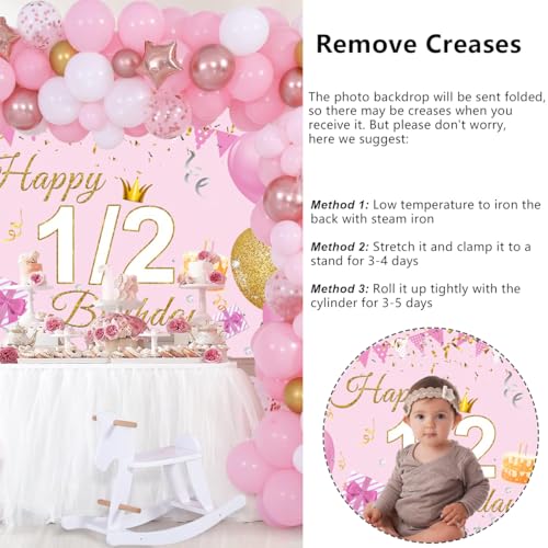 YongFoto Happy 1/2 Birthday Backdrop 5x3ft Fondos Fotográficos miniatura 5