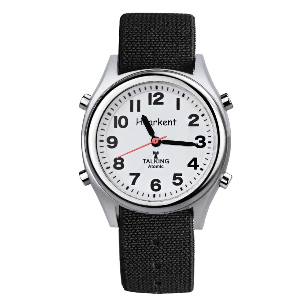 Hearkent Atomic American English Talking Watch Speaks Clear and Loud Time, Date and Alarm time Stretch Band is Best Gift for Senior,Visually impaired, or Blind People