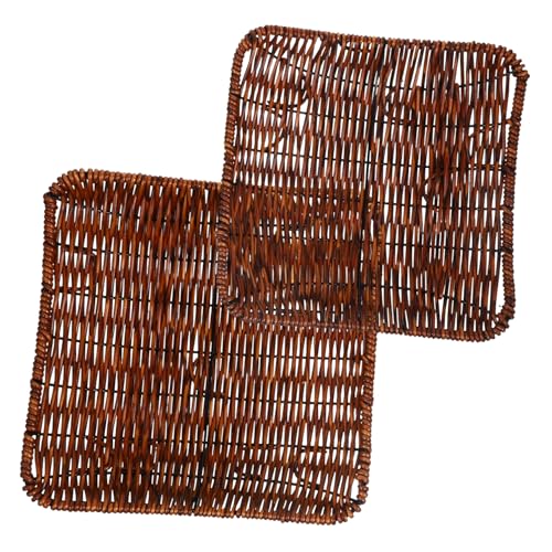 MUCKLILY 2Pcs Rustic Woven Storage Baskets for Food Snacks Decorative Snack Containers Square Baskets for Home Decor Organizing
