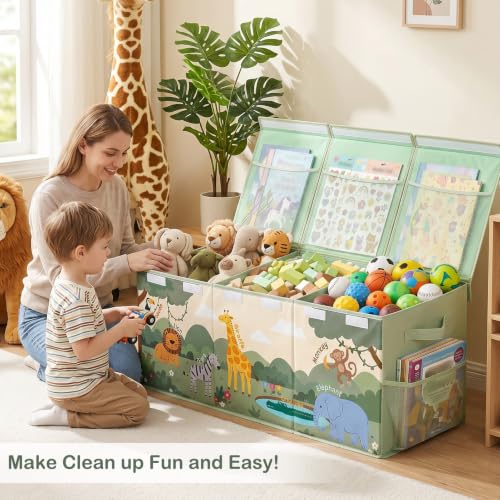 Image of Toy Box with Adjustable Divider Large Toy Chest Storage for Nursery Kidroom