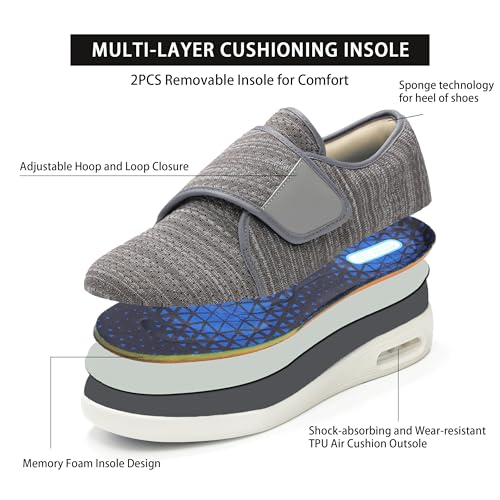 QHBPMGAD Diabetic Shoes for Women, Women's Wide Width Elderly Shoes, Adjustable Hook and Loop Closure Anti-Slip Breathable Lightweight, Swollen Feet Walking Edema Sneakers4