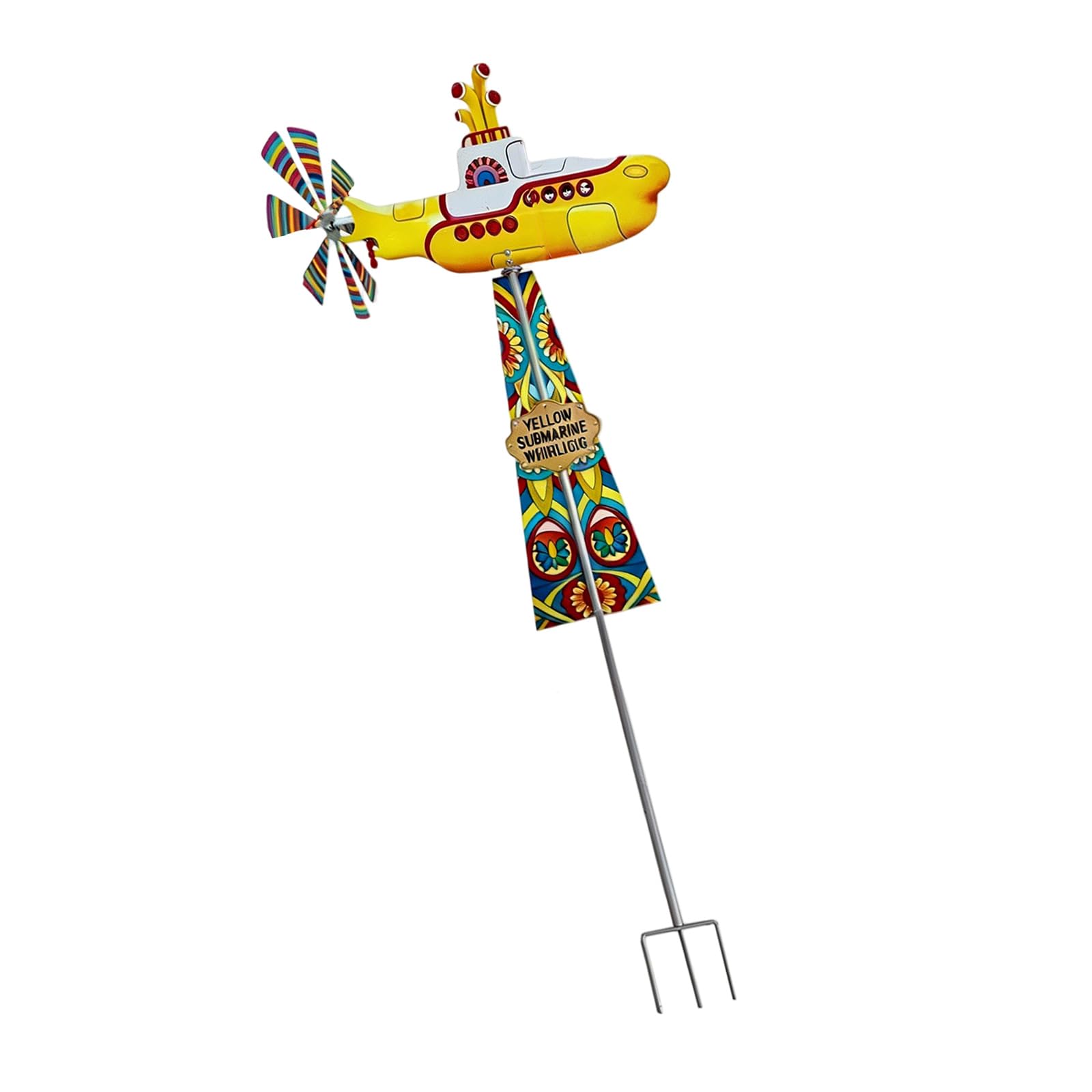 Wind Spinner Outdoor Metal Wind Spinner with Rotatable Wheel Dynamic Winds Sculptures Metal Windmill Stake Whirling Combine Yard Decoration