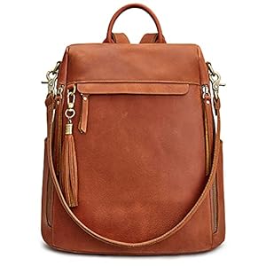 S-ZONE Women Vintage Genuine Leather Backpack Purse Anti-theft Fashion Travel Daypack
