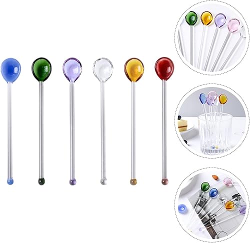 Miniatura 5 de Cuchara de cristal, 6 cucharas de café, varilla de agitación, cuchara mezcladora de azúcar, cucharadita de helado para café, helado, postre, cóctel,