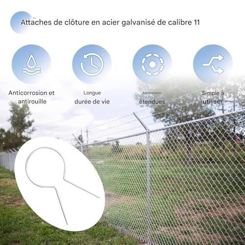 Fixer en acier galvanisé robuste pour liaison de clôture et fixation de câble durable - 8