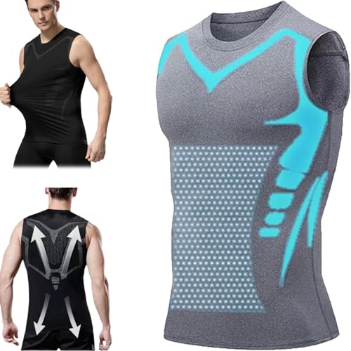 Evolv-Off V Boost Men Shirt, Comfortable Breathable Shape Wear Shoulder Compression Vest, Shaping Sleeveless V Neck Tank Top