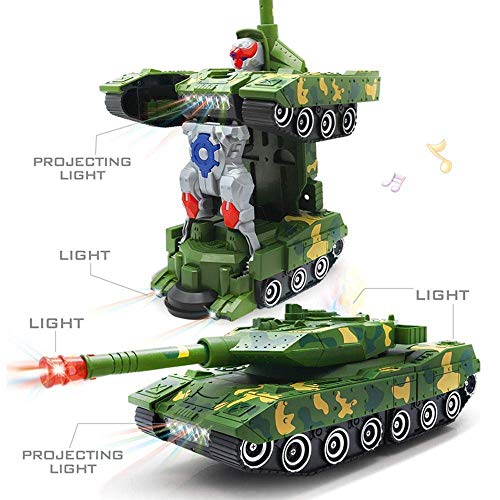 Image of DREAMY DEN Deformation Electronic Robot Tank Car with Light, Music & Bump
