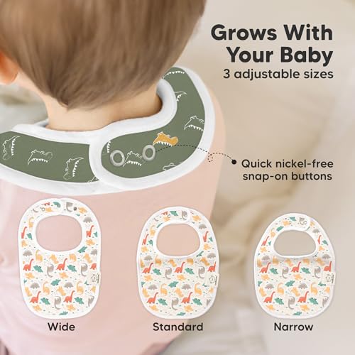 Image of 8-Pack Organic Baby Bibs for Boys, Girls - Soft Cotton Drooling and Teething Bibs for Baby Girl & Boy, Extra Absorbent, Easy to Clean & Put On for Toddler, Newborn, Infant 0-24 Months (Mesozoic)