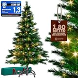 CASARIA® Weihnachtsbaum künstlich 180 cm Lichterkette 120 LED Tannenbaum mit Beleuchtung wie echt Stecksystem dichte Spitzen stabil schwer entflammbar