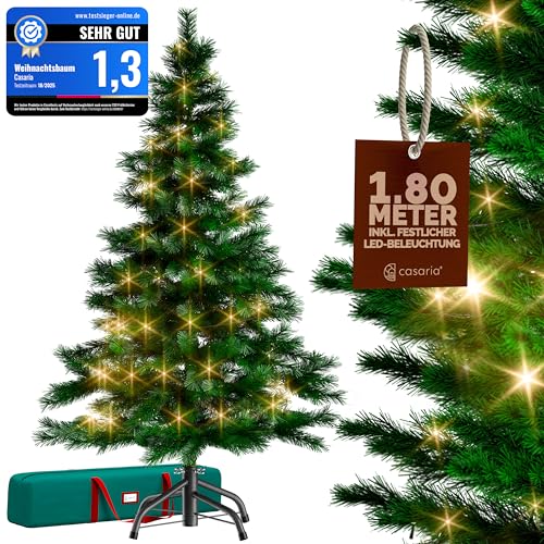 CASARIA® Weihnachtsbaum künstlich 180 cm Lichterkette 120 LED...