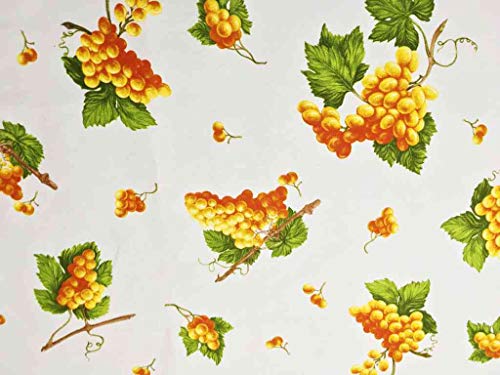 Italian Home Textile Company Tessuto per Tovaglie : Motivo Grappoli D'uva | Prodotto Made in Italy | 100% Puro Cotone | Altezza 180 cm | Il Tessuto è in Vendita al Metro