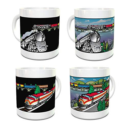 Taza mágica tren cambiando color 11oz cerámica miniatura 1