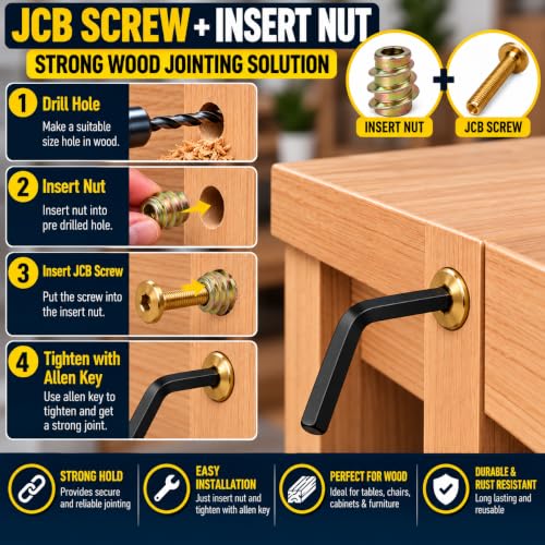Image of By VP INDUSTRIES (Combo - 10) M6x50 Allen JCB Screw Thread Nut