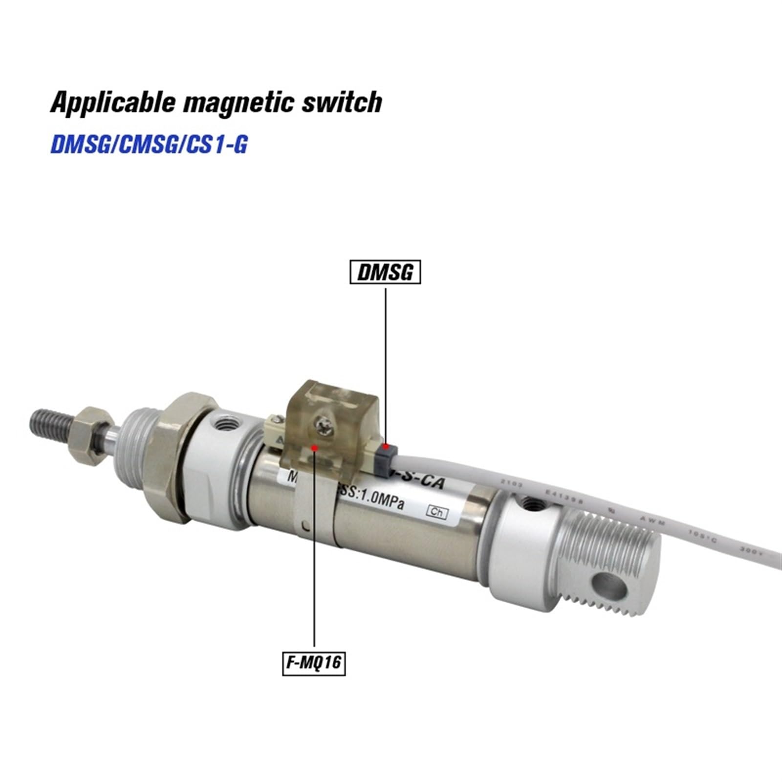 Mini vérin pneumatique MA à aimant intégré, alésage de 20 mm, course de 10 à 300 mm, mini vérins ronds à double action MA20x30S-CM, 1 pièce(MA20X300S)