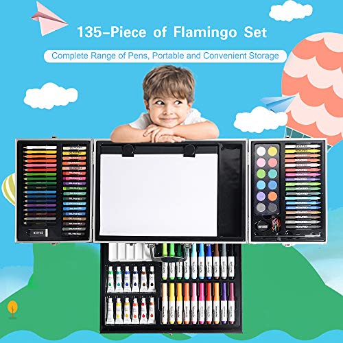 image for KIDDYCOLOR 135Pcs Painting Drawing Art Set for Kids with Sketchpad Alu
