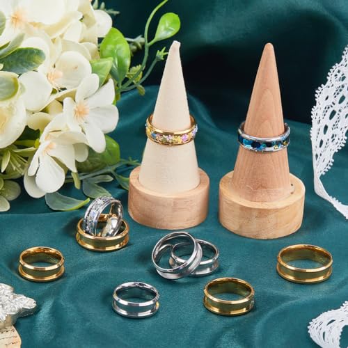 SUNNYCLUE 1 Box 12Pcs Stainless Steel Ring Blanks Blank Core Ring Settings US Size 7/8/9/10/11/12 Grooved Finger Rings Base Round Empty Rings Inlay Blanks for jewellery Making Kits Adult DIY Craft - Image 4