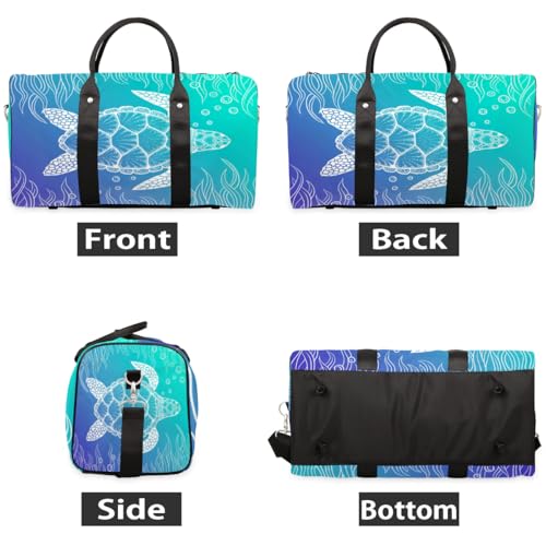 Travel Duffel Bag, Ocean Boho Turtle Sports Tote Gym Foldable Weekender Workout Bags Carry-on Luggage With Handle, Overnight Shoulder Bag for Women Men2