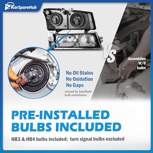 Headlights Assembly for 03-07 Chevy Silverado1500/2500/3500/1500HD/2500HD,03-06 Avalanche 1500/2500 Headlamp Replacement Left & Right Side - Image 6