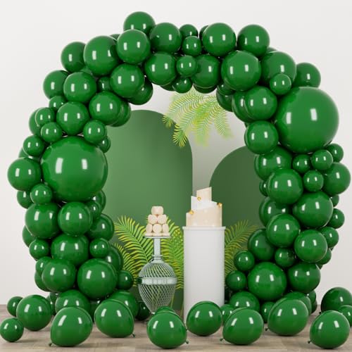 Image of Voircoloria 90pack Dark Green Balloons Different Size 18 /12 /10 /5 Inch Green Balloon Garland Arch Kit for Birthday, Graduation, St. Patrick's Day, Christmas, Baby Shower, Dinosaur Party Decorations