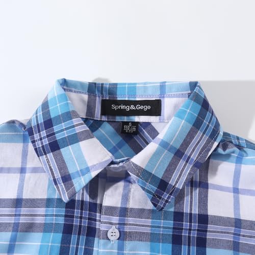 Spring&Gege Boys' Long Sleeve Button Down Shirts Casual Woven Plaid (4-12 Years)3