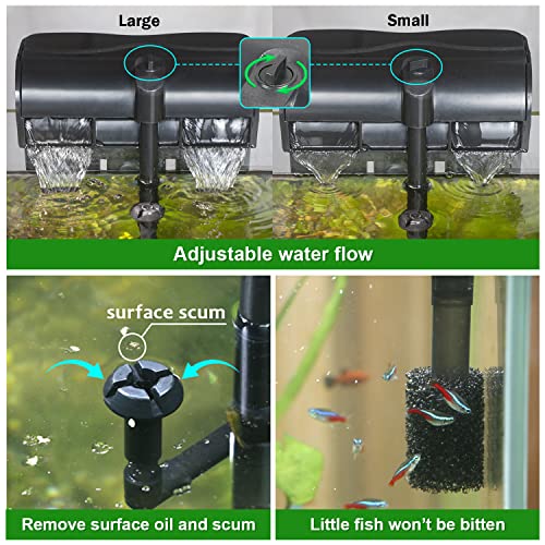 Tararium ONLY-FILTER-HBL701 Aquarium Power Filter W/Surface Skimmer For 20-55 Gal. Saltwater & Freshwater Fish Tank Hang On Back Filter 158Gph Double Waterfall Suspension Oxygen 4-Stage Filtration System thumb #3
