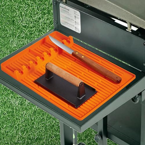 Comparison: Best Material For Outdoor Kitchen Countertops 9 ISSEVE Silicone Griddle Tools Mat for Blackstone Griddle Accessories, Large Silicone Spatula Mat with Drip Pad, BBQ Grill Mat for Outdoor Kitchen, Cooking & Countertop Orange