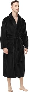 Yurhap Men's Fleece Robe - Soft Plush Fluffy Bathrobe with Adjustable Belt & Large Pockets for Cozy Lounging