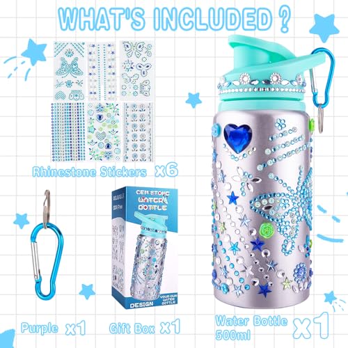 Gifts for Girls,Decorate Your Own Water Bottle with Stickers Kits for Girls,Birthday Gift Ideas for Kids 5 6 8 9 10 12 Year Old, Fun DIY Arts and Crafts Toy for Easter Valentines Gifts School Supplies
