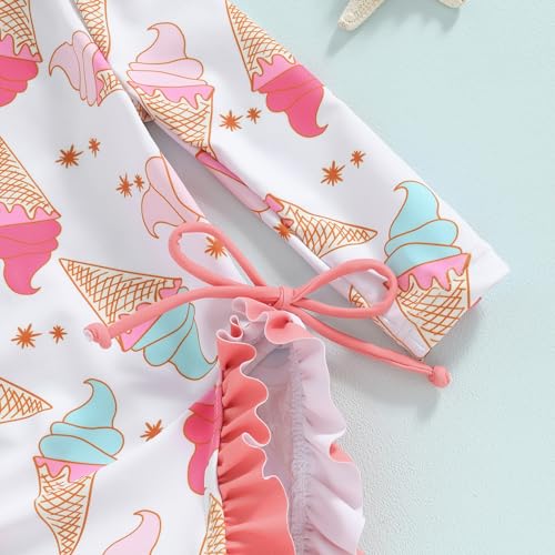 pengnight Toddler Baby Girl Swimsuit One-Piece Long Sleeve Ruffle Floral Print Rash Guard Zipper Bathing Suit4