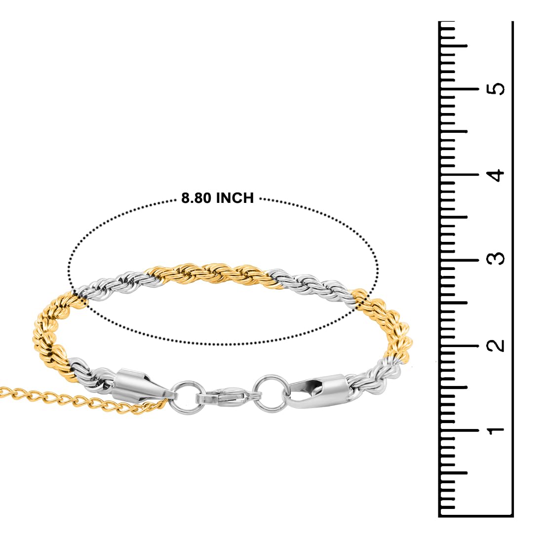 Stainless Steel Wrist Bracelet Combo (Gold Silver + Silver)