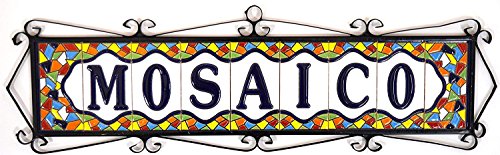 ART ESCUDELLERS House Letter M, 4.29" x 2.13", Handcrafted Spanish Ceramic, Handpainted with Cuerda Seca Technique, Address Numbers and Letters, Decorative, Geometric, Mosaic, Cultural Style