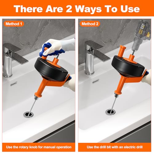 Rohrreinigungsspirale [10M] - Abflussreiniger Spirale mit Bohraufsatz - Ideale Abflussspirale für eine Umweltfreundliche Rohrreinigung - Spirale Abfluss Rohrreinigung für Waschbecken, Küche, Bad