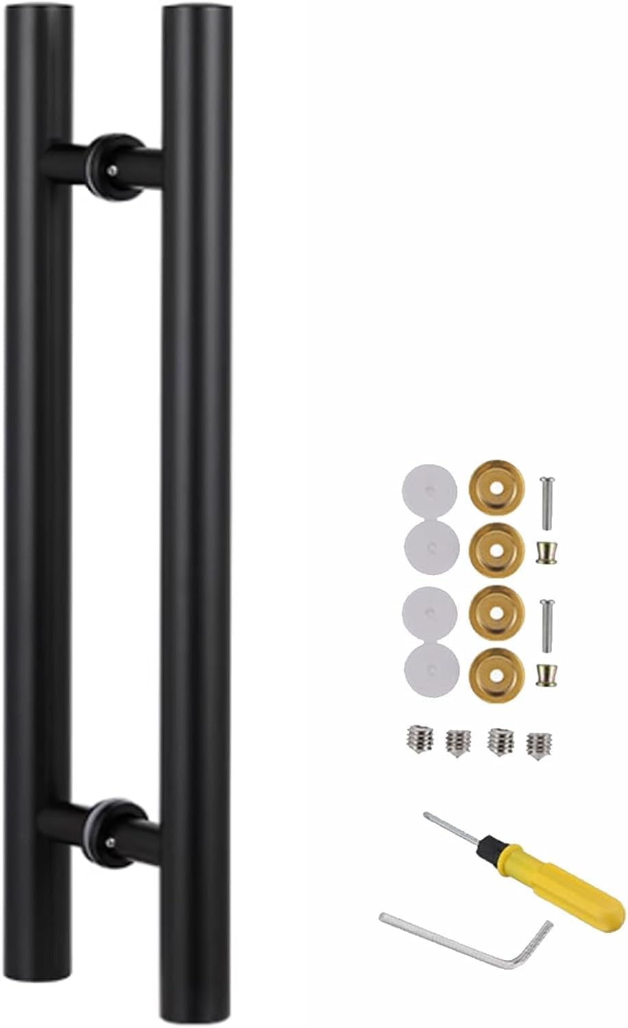 DFGHNBVC 304 Stainless Steel Door Handle Pull Push Modern Barn Door Handle 60 180Cm Long With Mounting Kit H Shape Sliding Glass,Black-Length 100Cm/39.4Inch