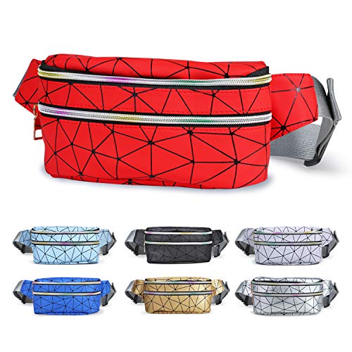 Fanny Packs for Women Fashion, Cute Fanny Pack for Kids Girls Teens Boys, Waterproof Men Waist Pack with Multi - Pockets Adjustable Belt, Casual Bum Bags Hip Pouch for (Red Fanny packs for women)